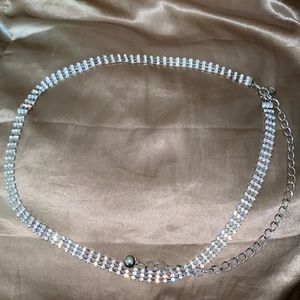 Silver Crystal Waist Belt